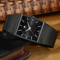 wwoor 2021 new top brand luxury men causal watch square black mesh steel quartz sports waterproof wristwatches relogio masculino