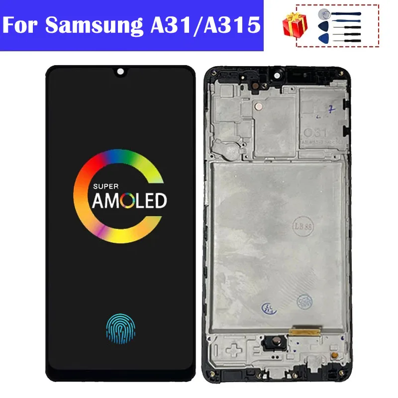 Super Amoled для Samsung A31 ЖК-дисплей A315 A315F с сенсорным дигитайзером в сборе + рамка