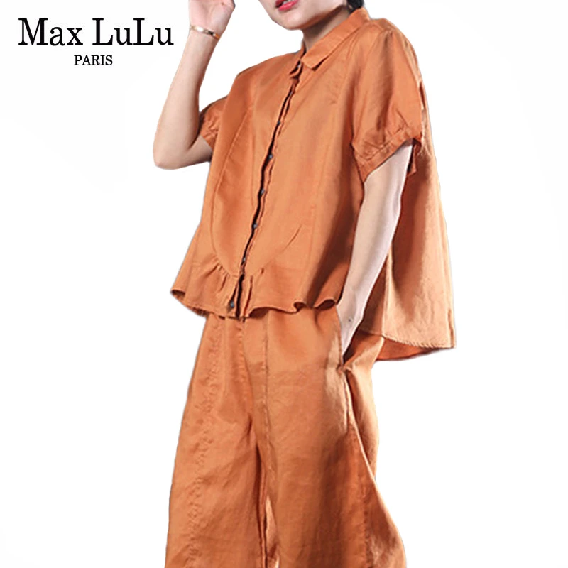 Новинка 2020 модные женские летние льняные спортивные костюмы Max LuLu в Корейском