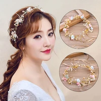 pearl crystal flower hair accessories for weddingsproms party elegant design women girls headband hair jewelry