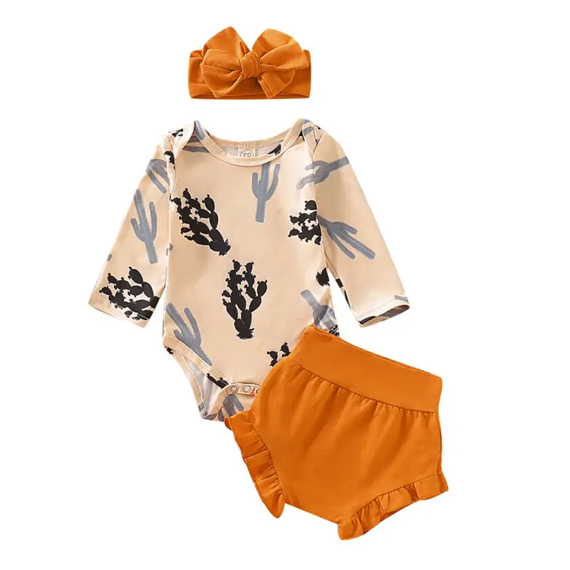 Комплект одежды для маленьких девочек осень 2019 боди с длинным рукавом и - Фото №1