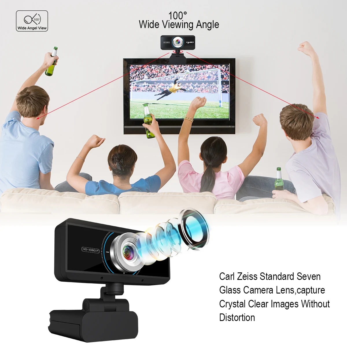 

AMYGOJJ 1080p Manual Focusing Computer Camera 360-degree Rotatable Video Conference Camera S4