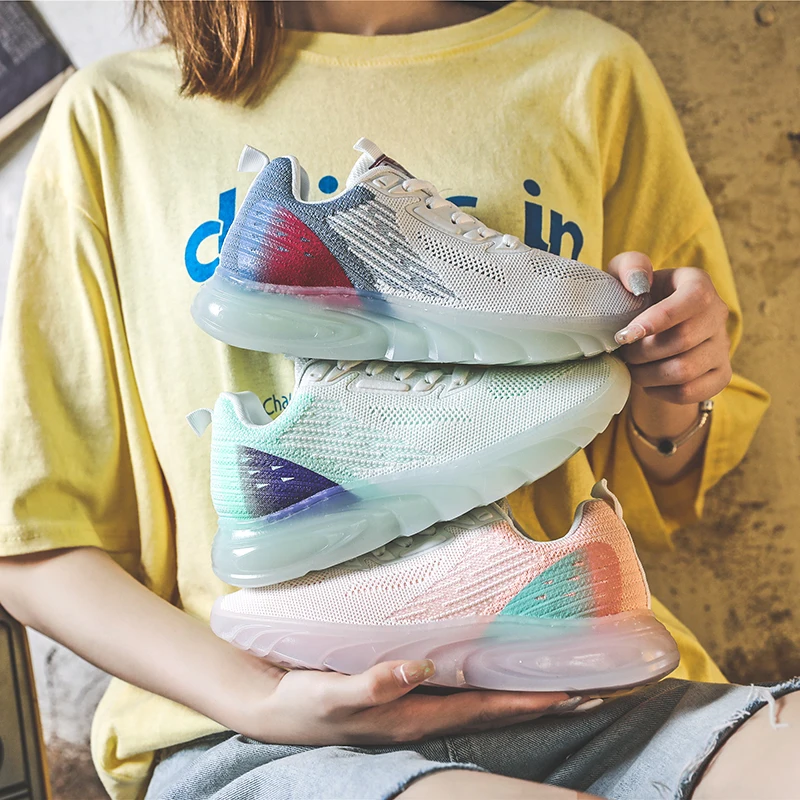 

Summer 2021 New Women's Shoes Breathable Flying Woven All-match Fashionable Comfortable Casual Shoes White Shoes