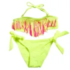 Купальник-бикини для девочек, быстросохнущий, с кисточками и лямкой через шею, Раздельный