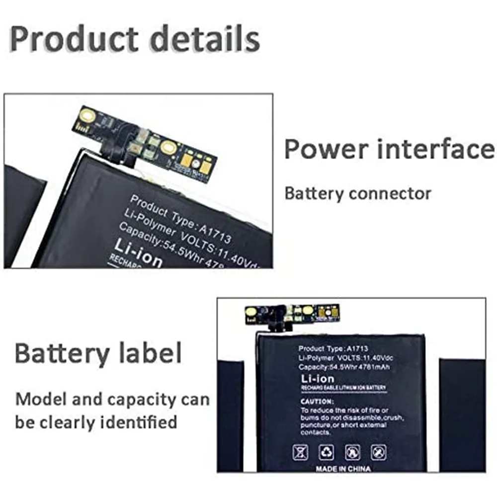 Аккумулятор A1713 для Macbook Pro Retina 13 3 '' аккумулятор A1708 MLL42CH/A MLUQ2CH/A совместим с