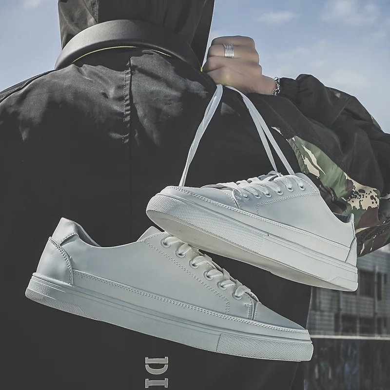 Белые кожаные туфли Мужская модная Повседневная дышащая кожаная обувь сезон