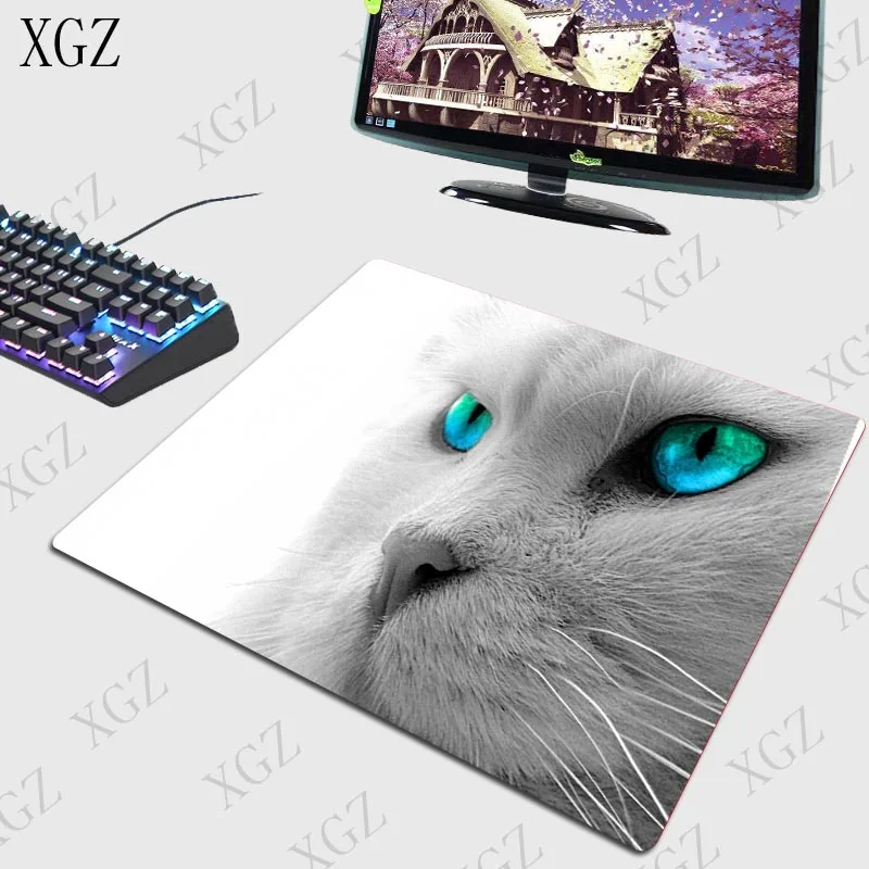 Большой игровой коврик для мыши XGZ с белыми кошачьими голубыми глазами в виде