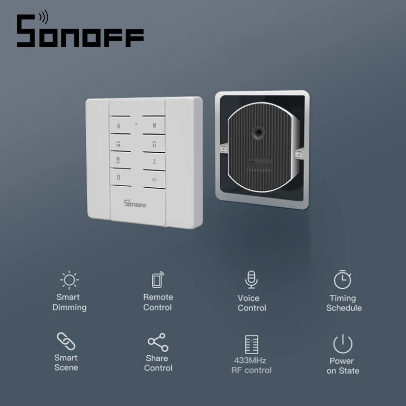 

Sonoff D1 Smart Dimmer 433Mhz RF Controlled WiFi Switch Adjust Light Brightness via eWeLink APP Compatiable Google Home Alexa