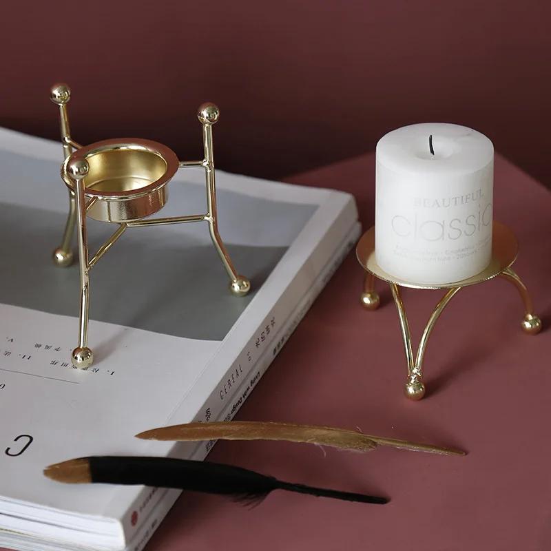 Подсвечник в скандинавском стиле с металлическим покрытием украшение для дома