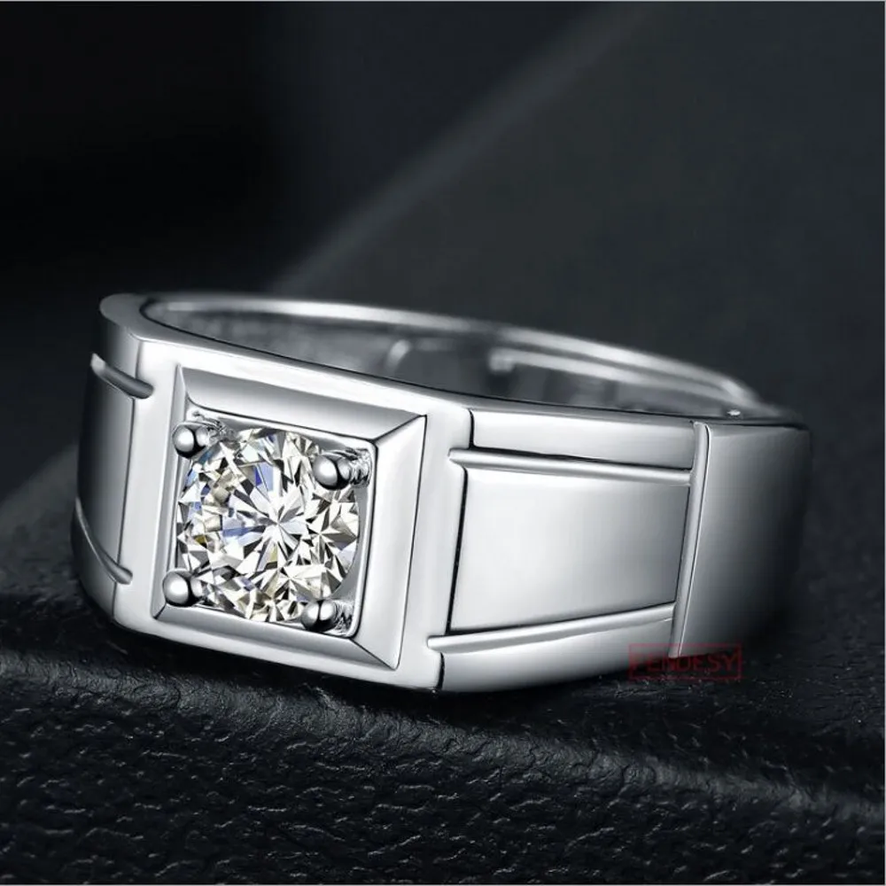 

Real solid Korean version New S925 pure silver man ring net red trendy male domineering ring artificial diamond silver ring