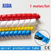 1mlot colorful wire wrap spiral in cable sleeve wiring harness motorcycle heat pipe sleeve cable sleeves winding pipe 1m 8 32mm
