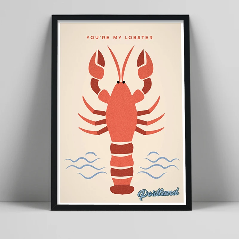 Винтажный постер с принтом Ты мой Лобстер Портленд Мэн город путешествий