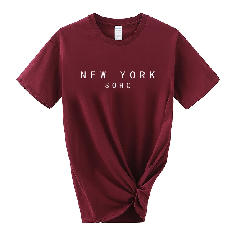 Женские футболки с надписью New York Soho хлопковая Повседневная забавная футболка