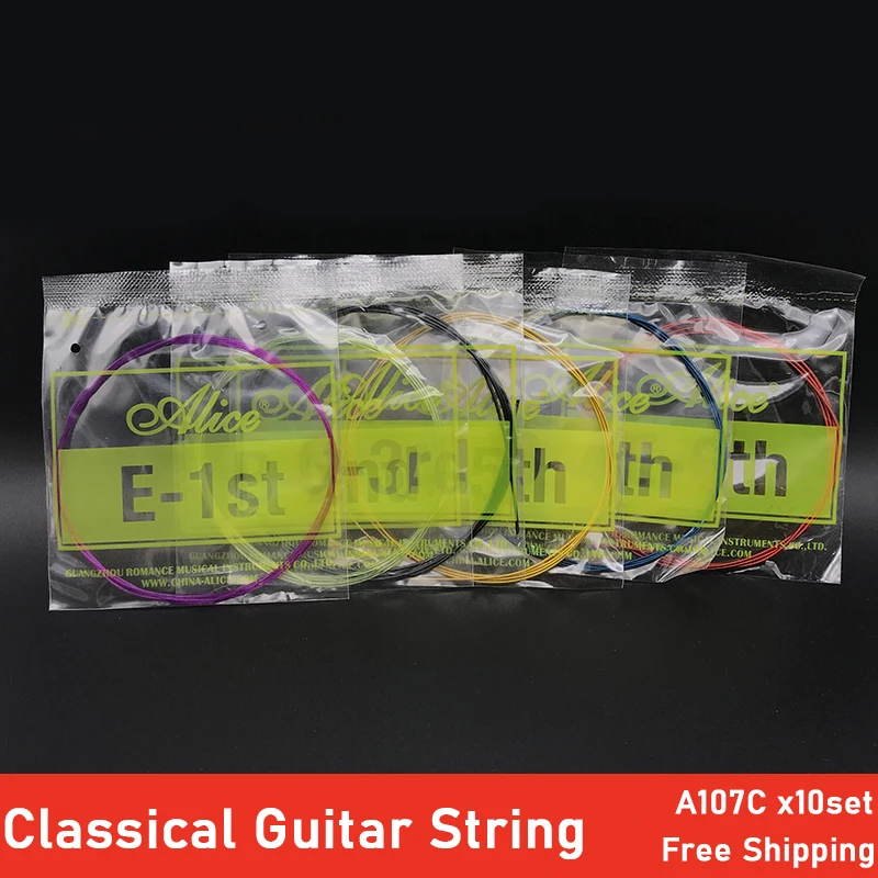 

10 комплектов, цветная нейлоновая струна Alice A107C, аксессуары для классической гитары 1-6