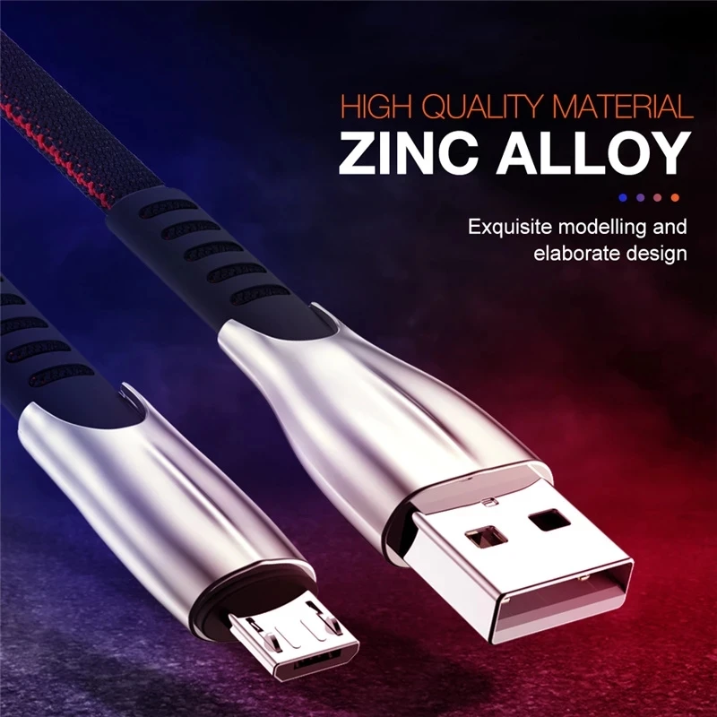 Micro USB кабель зарядное устройство Android тканевый плетеный шнур Быстрая зарядка для
