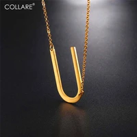 collare alfabet choker necklace letter u pendant stainless steel goldblack color initial jewelry statement necklace women n027