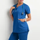 Женская униформа для кормления, Однотонная рубашка с карманами, униформа медсестры, рабочие скрабы, аксессуары