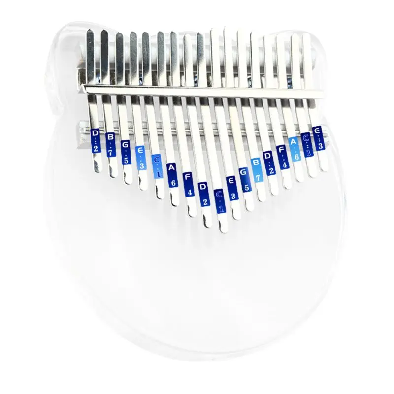 

Пианино Kalimba с 17 клавишами, портативное прозрачное акриловое пианино Mbira с деревянным пальцем, музыкальный инструмент, подарки для детей