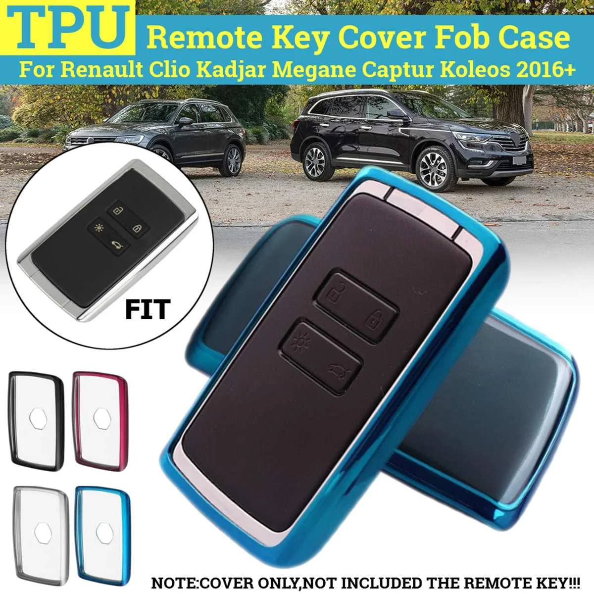 

Чехол для смарт-ключей Renault Clio Kadjar Megane Captur Koleos 2016-2020 (Цвет: черный, синий, серебристый, розовый)