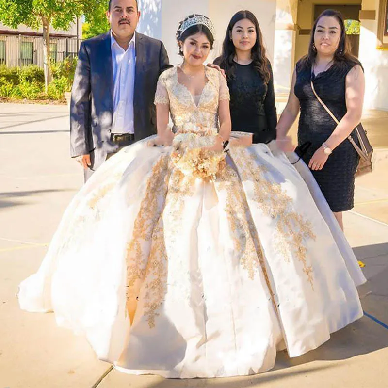 

vestidos de quinceañera Champagne Quinceanera Prom Dresses Lace Applique Sweet 16 Dress Prom Party Wear