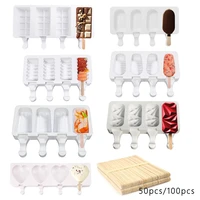 silicone popsicle mold ice cream mould summer diy homemade ice cube tray ice pop block freezer fruit juice dessert maker tool