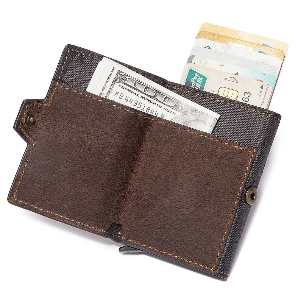 2021 New Rfid Anti-magnetic Card Holders Cow Leather Smart Wallets Men Bussiness Purse Vintage Short Money Bag Free Engraving