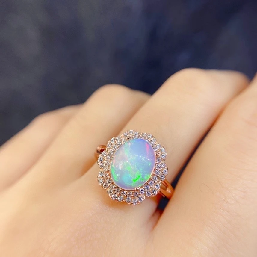 

KJJEAXCMY fine jewelry 925 sterling silver natural opal women noble vintage flower gem earrings ring pendant suit support detect