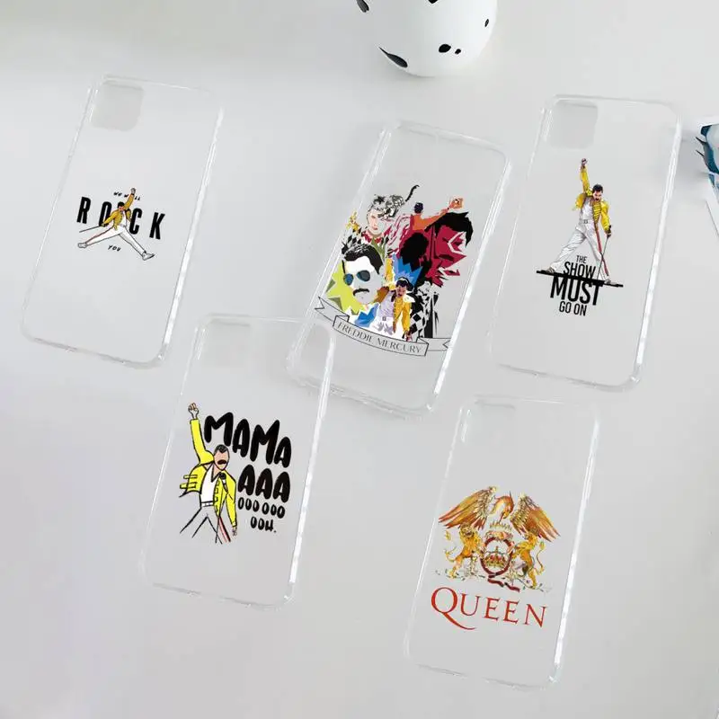 

Freddie Mercury Queen band Phone Case Transparent soft For iphone 12 11 13 7 8 6 s plus x xs xr pro max mini