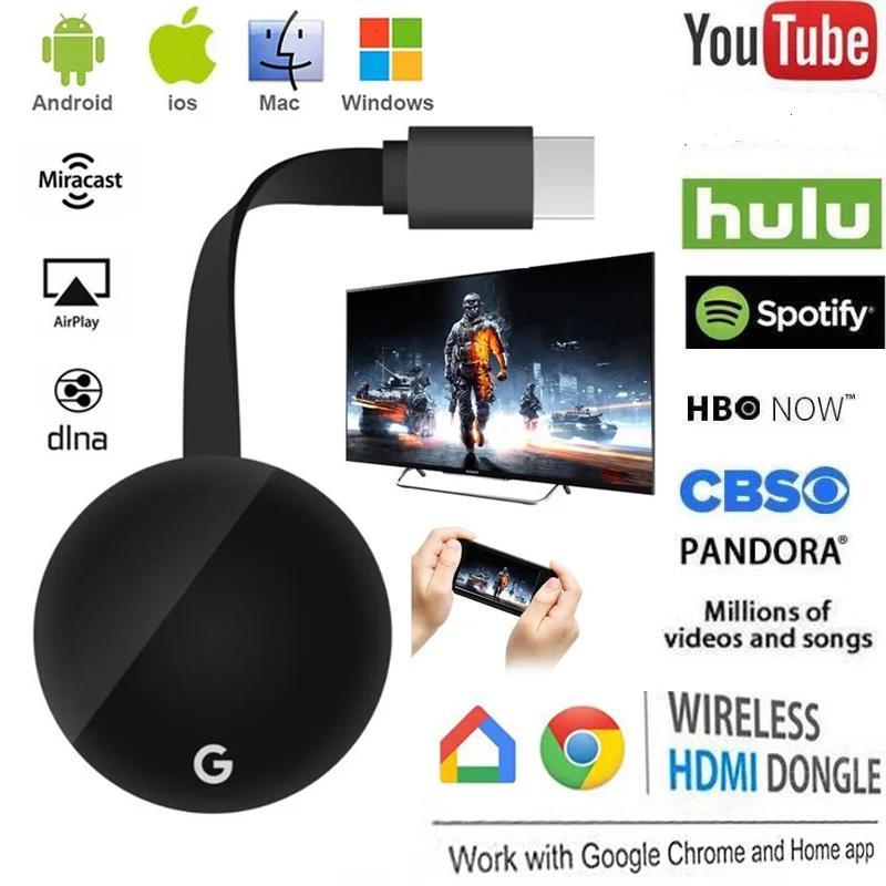 4K Anycast Miracast обмена потоковыми мультимедийными данными (AirPlay Для Chromecast 3 2 ультра