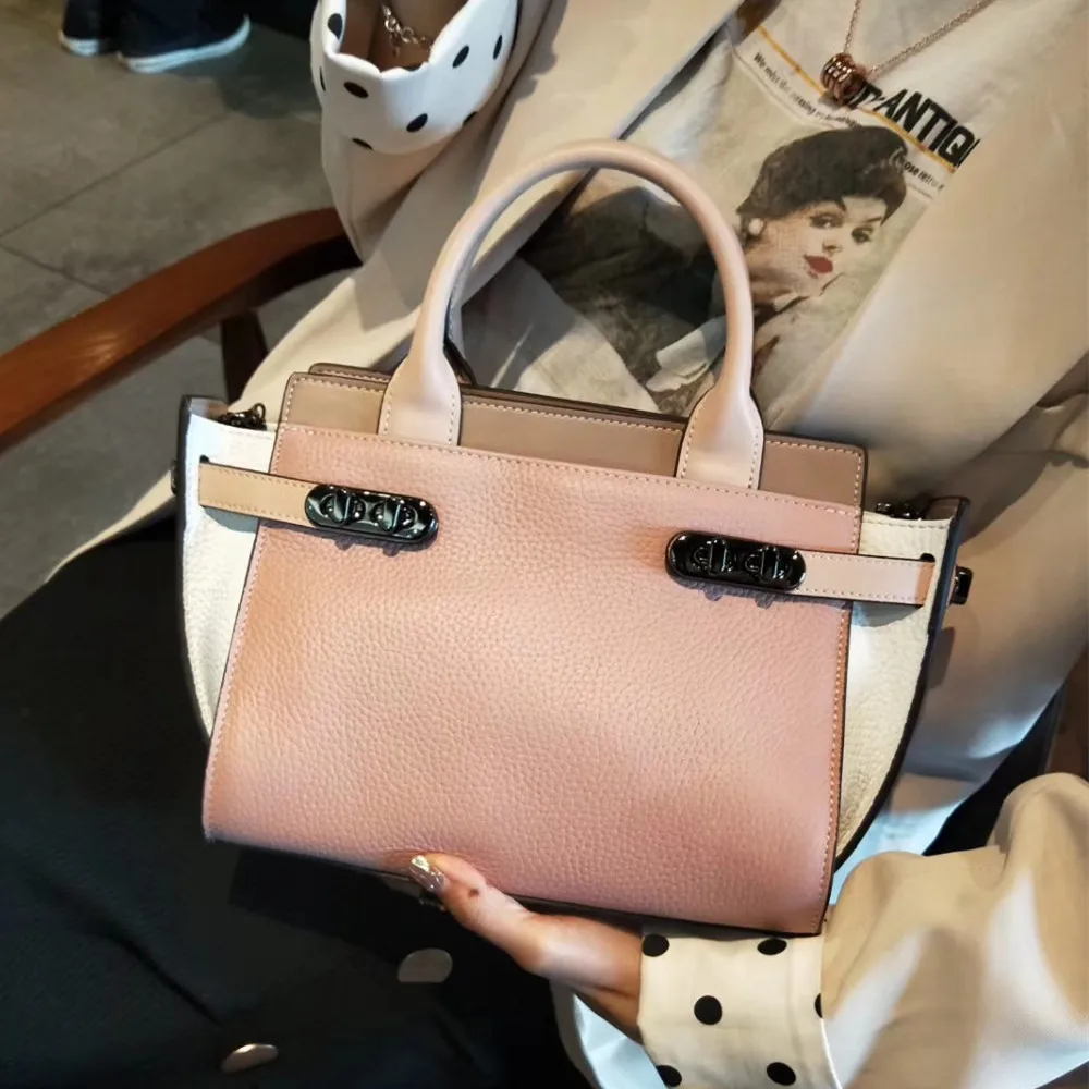 

LIKETHIS Luxury Panelled Genuine Leather Women Handbag Famous Brand Designer Female Shoulder Messenger Bag Large Tote Bags Bolso