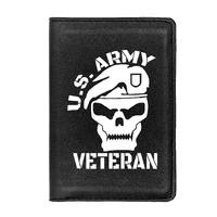 personalized leather fashion u s army veteran skull passport cover classic men women id credit card travel holder wallet