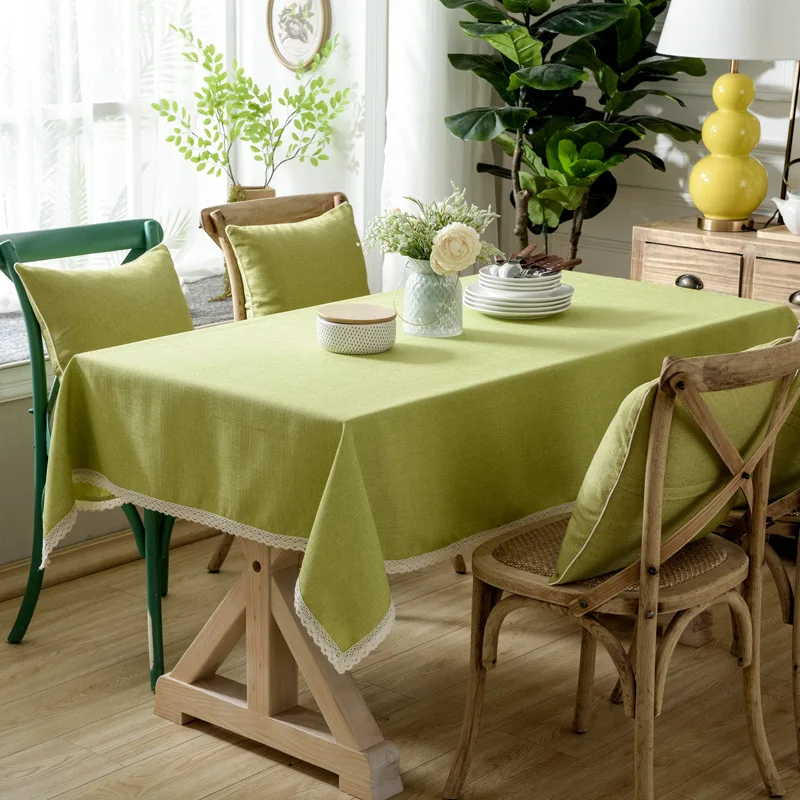 

Linen Tablecloth Cotton Solid Color Hotel Picnic Table Rectangular Table Covers Home Dining Tea Table Decoration Lace Tassel