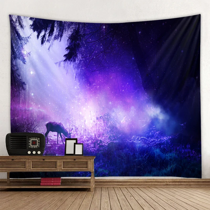 

Nordic forest elk tapestry bohemian hippie wall decoration tapestry art style blanket curtains hanging in the bedroom at home