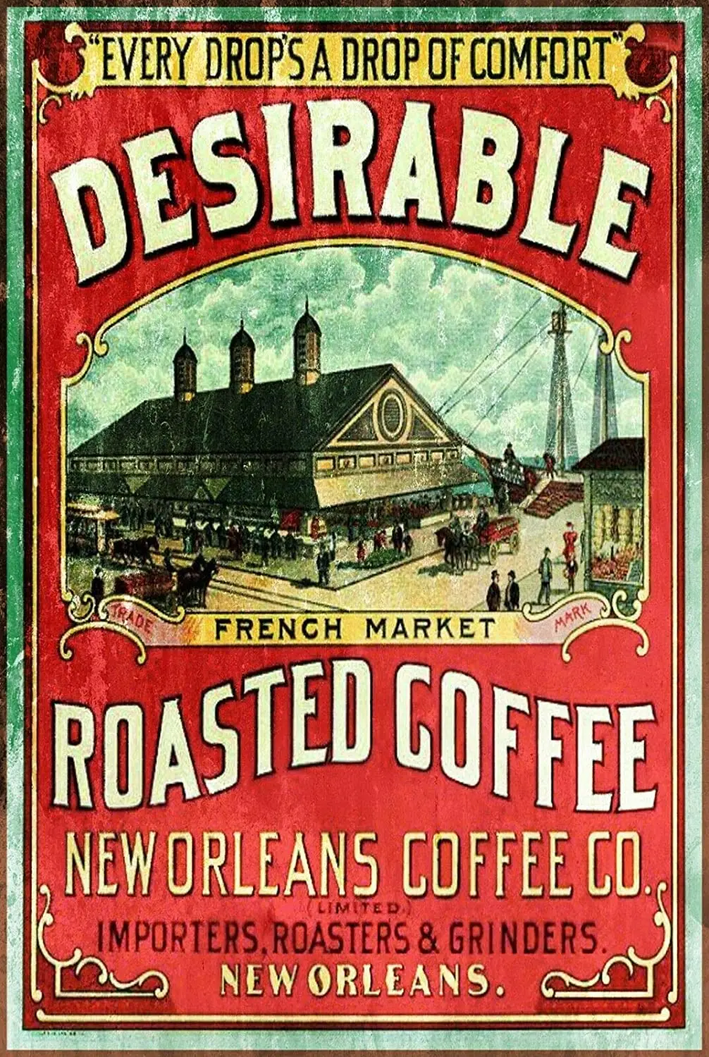 

New Orleans Desirable Coffee Wall Decor Metal Tin Sign 12x8 Inch