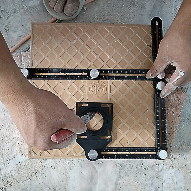 

Diy Shingle Floor Punching Tool Construction Tool Multi-angle Measuring Ruler Aluminum Folding Positioning Ruler Professional