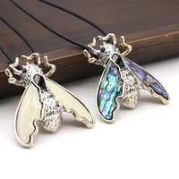 explosive personality natural abalone white shell insect flying alloy dark punk pendant necklace jewelry gift for men and women
