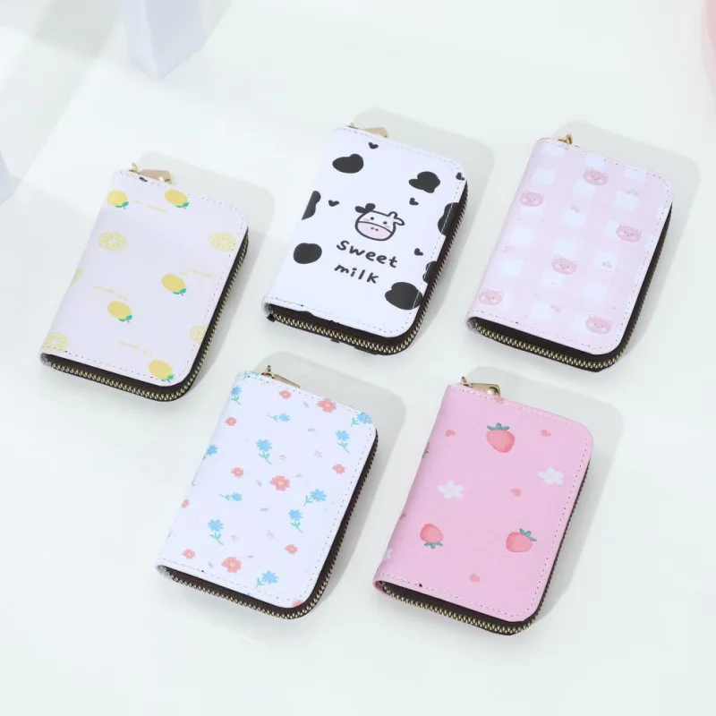 

New PU leather card holder ID card credit card holder girl business card coin purse lady card storage box zipper holiday gift