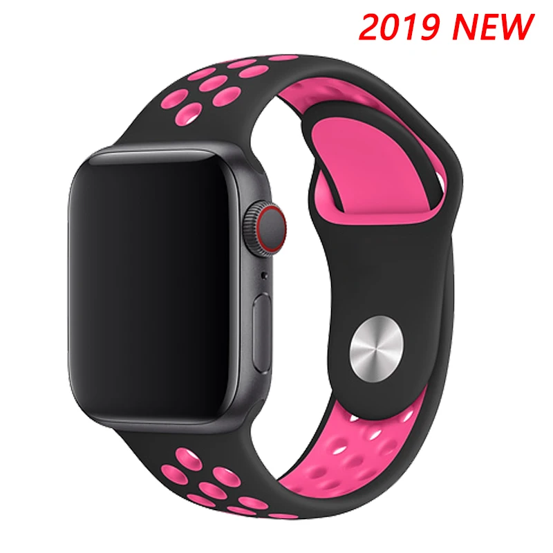 Black Pink Blast Ремешок для apple watch 5 4 band iwatch series 4 3 2 correa apple watch 42 мм 38 мм 44 мм 40 мм силиконовый браслет pulseira ремешок для часов - Цвет ремешка: Black Pink Blast