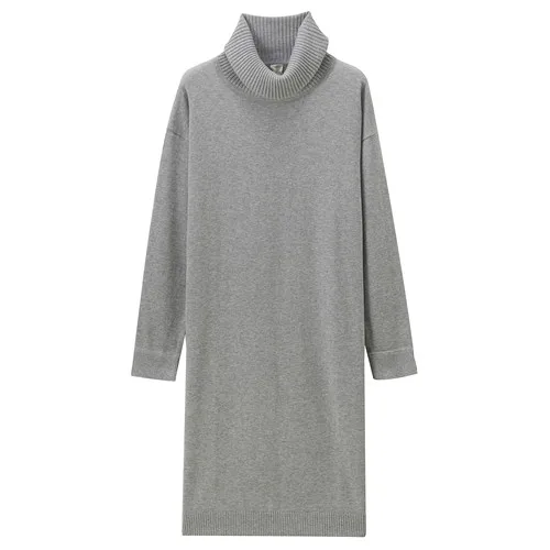 Giordano женское трикотажное платье с высоким воротом - Цвет: 03Grey