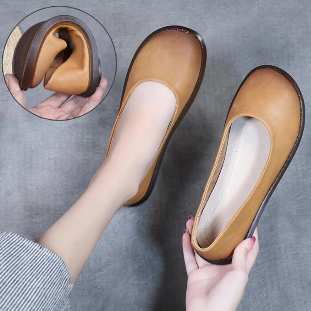 

New autumn Women's Shoes Genuine leather Flat shoes for women Non-slip Soft bottom women shoes Retro handmade single shoes ay81