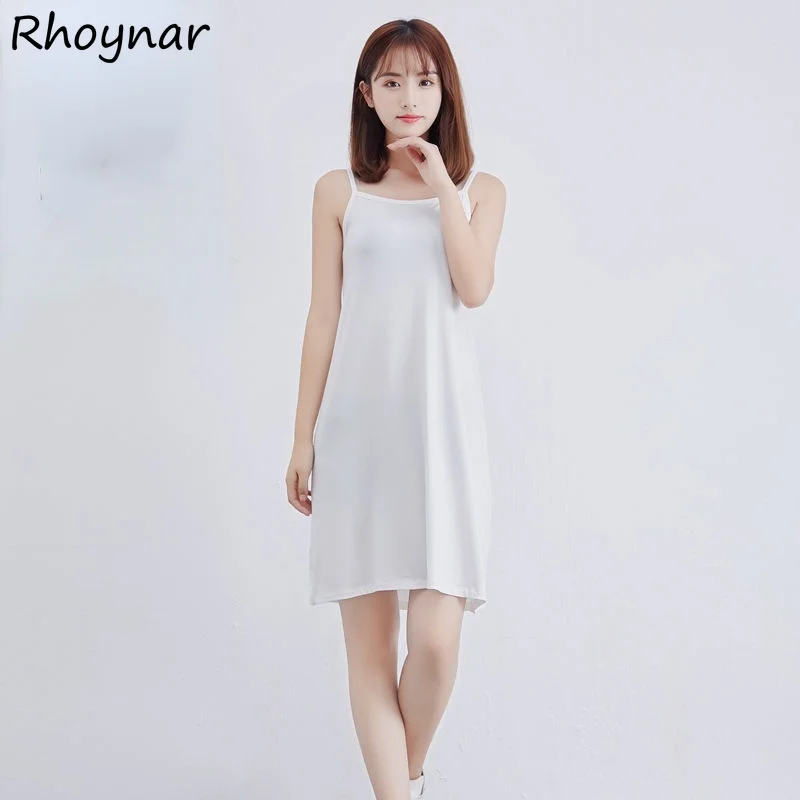 

Sleeveless Dress Women Solid All Match Fashion Mini O-neck Spaghetti Summer New Arrive Vestidos Breathe College Empire Hot Sale