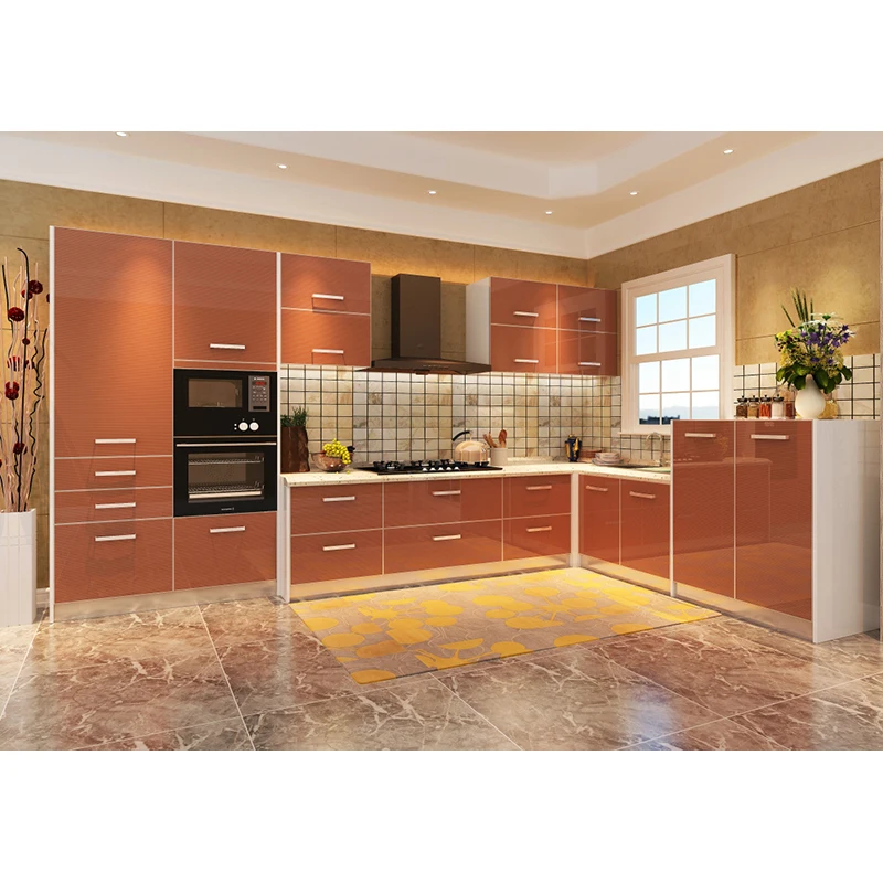 Современный Желтый Серый l-образный модульный кухонный шкаф | Мебель