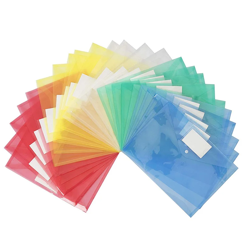 

Пластиковая прозрачная папка для документов с карманом для этикеток/застежкой-кнопкой, Размер A4, конверты для файлов для школы, дома, работы...