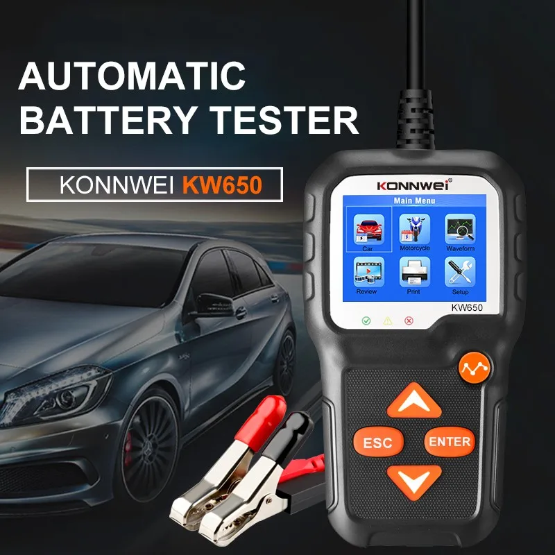 

KW650 Car Motorcycle Battery Tester 12V 6V Battery System Analyzer 2000CCA Charging Cranking Test Tools For The Car