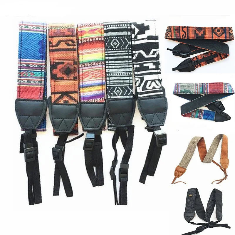 Универсальный Регулируемый ремень из хлопка и кожи для камеры наплечный шейный