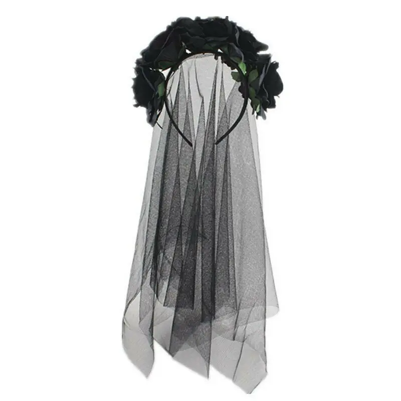 Fashion Ladies Girls Day of the Dead Red Rose Headband Headdress Flowers Halloween Hat |