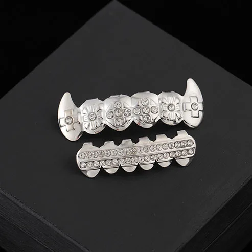 Панк серебро/золотые зубы Grillz хип-хоп грили зубной рта модные зубы шапки Косплей вечерние рэпперы грили зубы Ювелирные изделия Подарки
