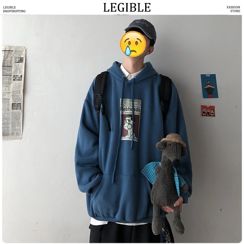 Толстовка Legible мужская с капюшоном Модный свитшот принтом в стиле хип хоп