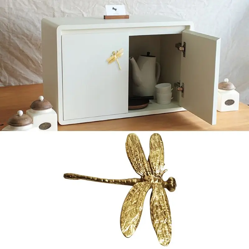 

Pure Copper Dragonfly Decoration Handles Gold Drawer Cabinet Door Cupboard Wardrobe Dresser Pulls Knobs Furniture Hardware