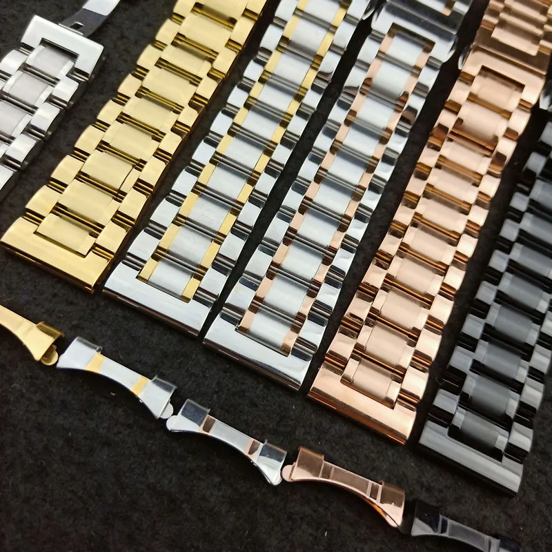 Stainless Steel Strap 13mm 14mm 16mm 18mm 20mm 22mm 24mm Metal Watch Band Link Bracelet Watchband Black Silver Rose Gold